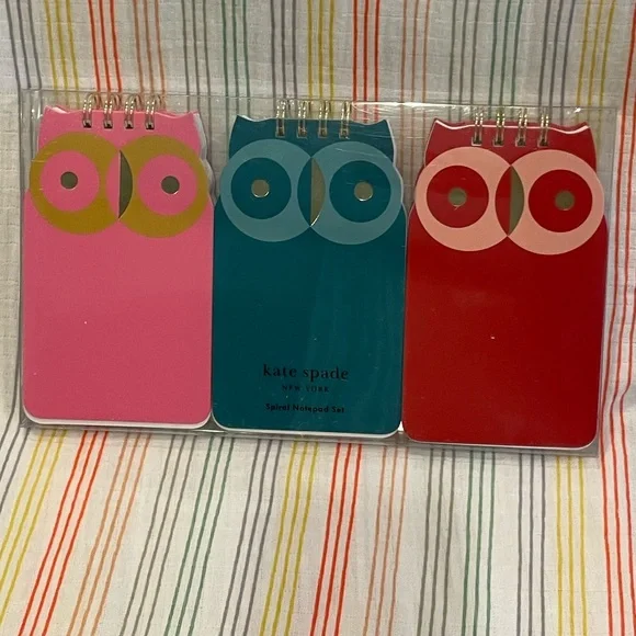Kate Spade Owl Notebooks Set of 3 Notepads Work from Home Office Supplies NWT - Picture 4 of 6